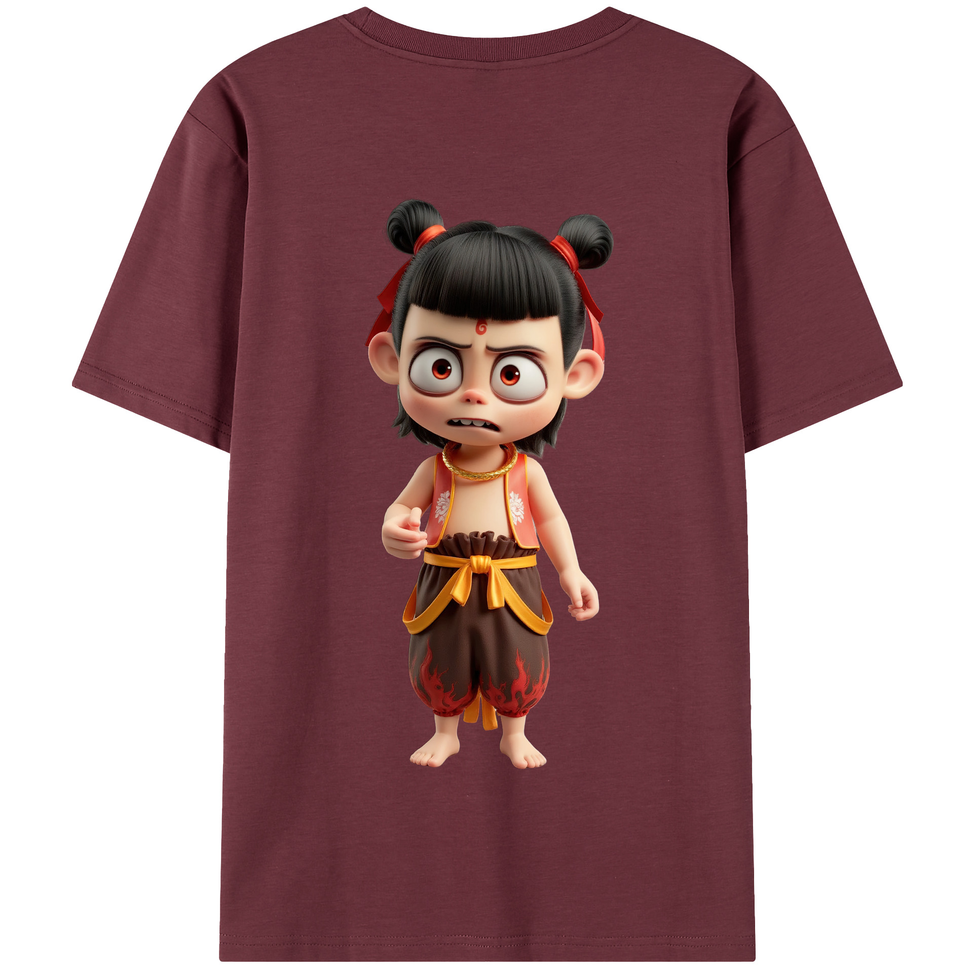 （画像用） Ne Zha 2 ナタ 魔童の大暴れ 綿100％半袖Tシャツ（背面プリント）